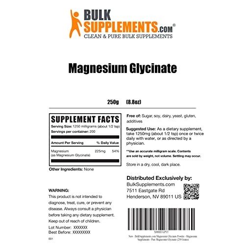 BulkSupplements.com Magnesium Glycinate Powder - Magnesium Supple...