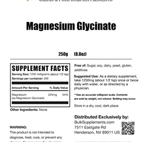 BulkSupplements.com Magnesium Glycinate Powder - Magnesium Supple...