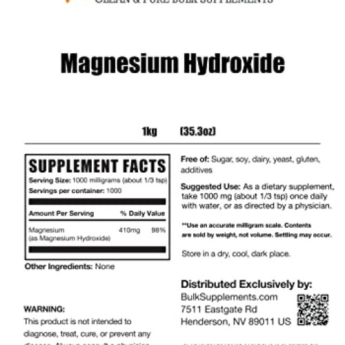 BulkSupplements.com Magnesium Hydroxide Powder - Magnesium Supple...