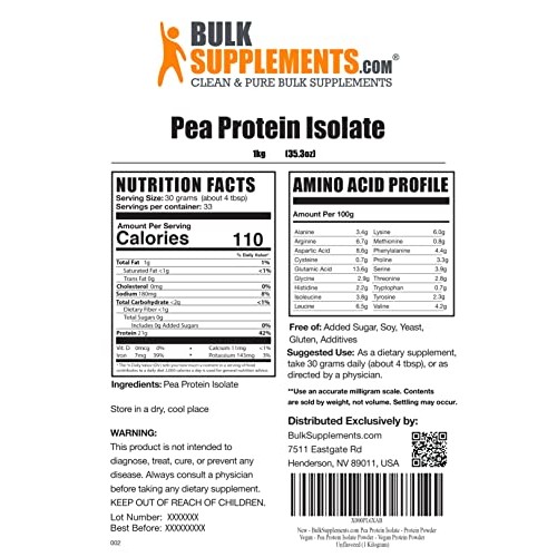 BulkSupplements.com Pea Protein Isolate Powder - Pea Protein Powd...