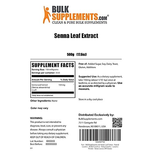 BulkSupplements.com Senna Leaf Extract - Natural Laxative - Herba...