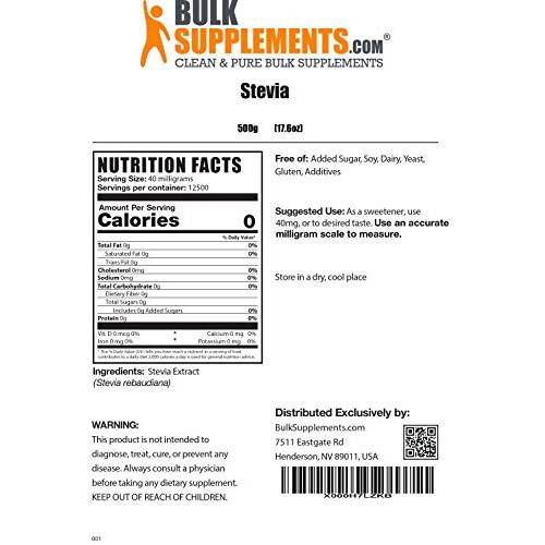 BulkSupplements.com Stevia Extract Powder - Sugar Alternative - S...
