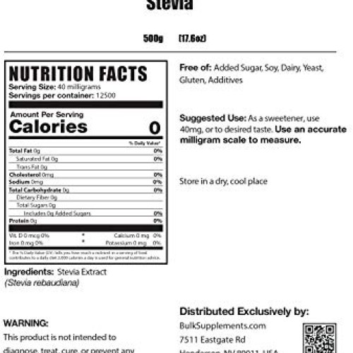BulkSupplements.com Stevia Extract Powder - Sugar Alternative - S...