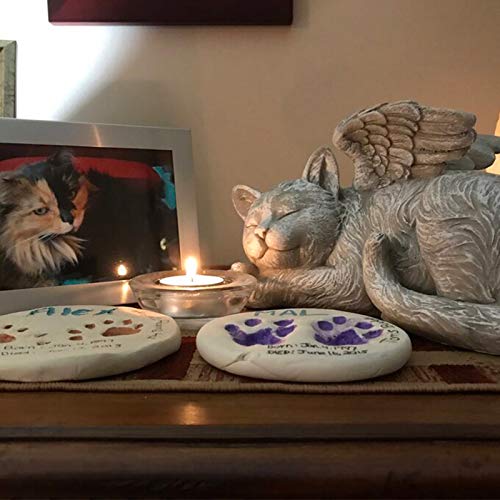 Memorial Pet Statue - Sleeping Angel Cat Keepsake Sculpture - For...