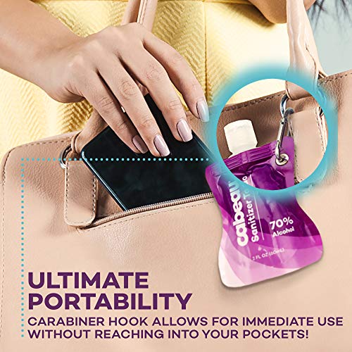 Cabeau Sanitizer To Go, Hand Sanitizer with Carabiner, 10 Pack of...