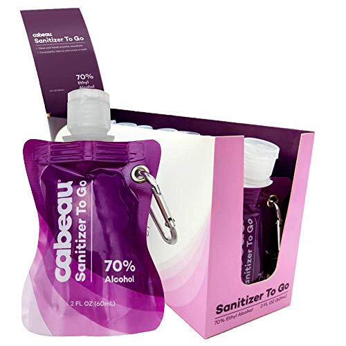 Cabeau Sanitizer To Go, Hand Sanitizer with Carabiner, 10 Pack of...