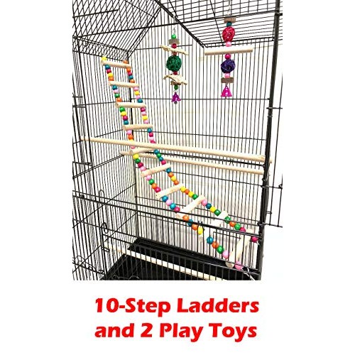 Large Double Roof Top Flight Bird Cage With Toys for Cockatiel Pa...