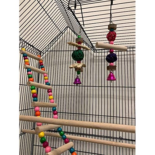 Large Double Roof Top Flight Bird Cage With Toys for Cockatiel Pa...