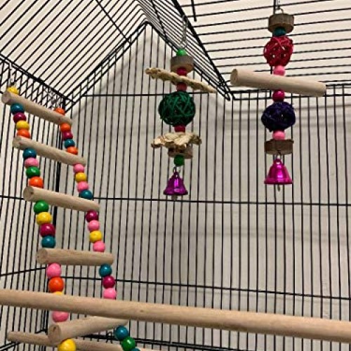Large Double Roof Top Flight Bird Cage With Toys for Cockatiel Pa...