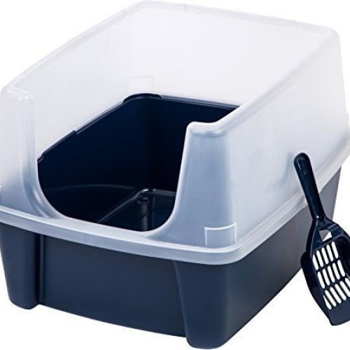 Calvinci - IRIS Open-Top Pet Cat Litter Box with Shield and Scoop...