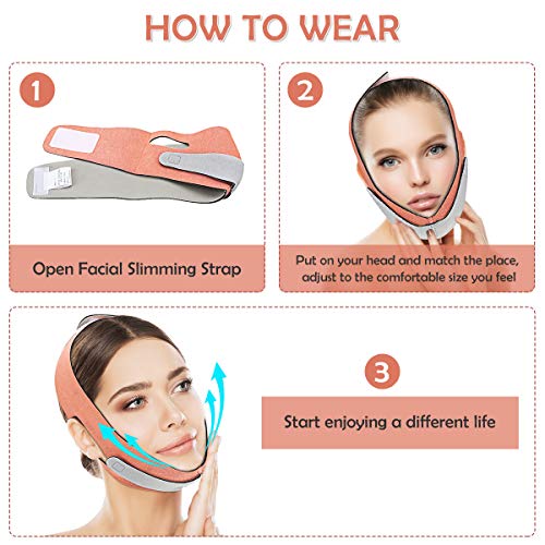 Facial Slimming Strap,CAMTOA Pain-Free Face Lifting Belt,Double C...