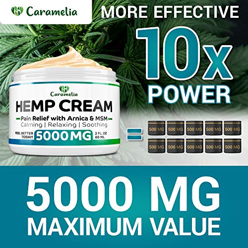 Hemp Oil Cream for Pain Relief 5000 - Grown & Made in USA - Verif...