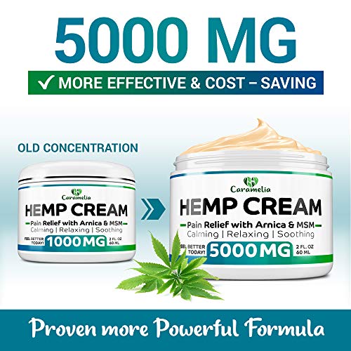 Hemp Oil Cream for Pain Relief 5000 - Grown & Made in USA - Verif...