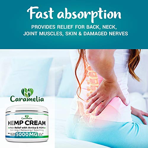 Hemp Oil Cream for Pain Relief 5000 - Grown & Made in USA - Verif...