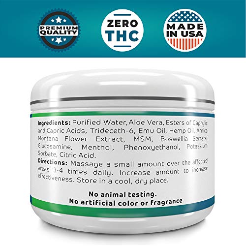 Hemp Oil Cream for Pain Relief 5000 - Grown & Made in USA - Verif...
