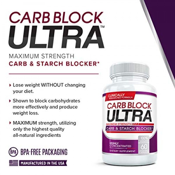 CARB BLOCK ULTRA 2 Bottles Clinical Strength Carbohydrate & Sta...