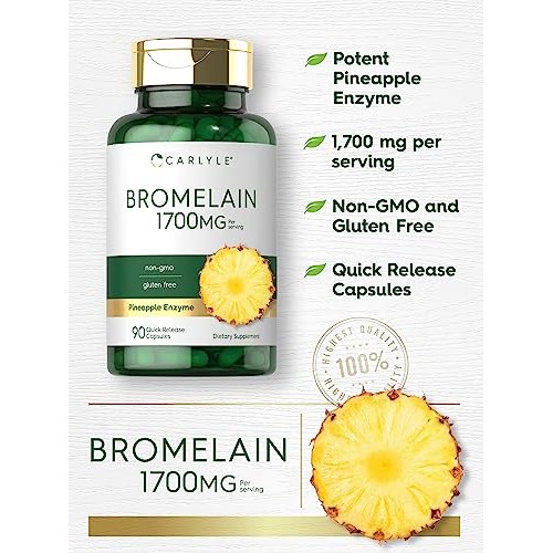 Carlyle Bromelain 1700 mg | 90 Capsules | Pineapple Enzyme Supple...