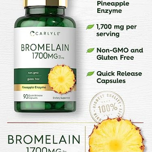 Carlyle Bromelain 1700 mg | 90 Capsules | Pineapple Enzyme Supple...