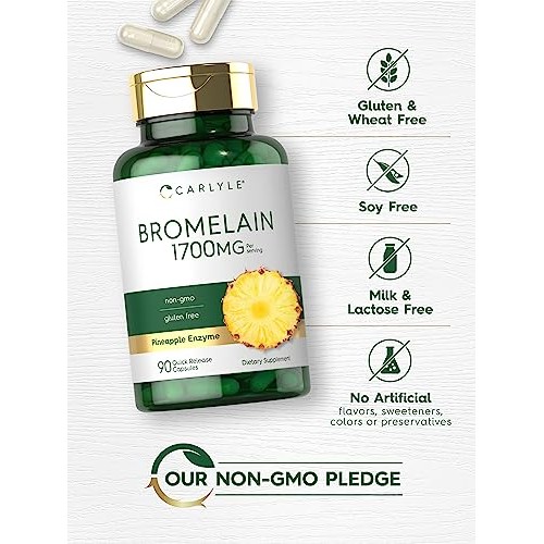 Carlyle Bromelain 1700 mg | 90 Capsules | Pineapple Enzyme Supple...