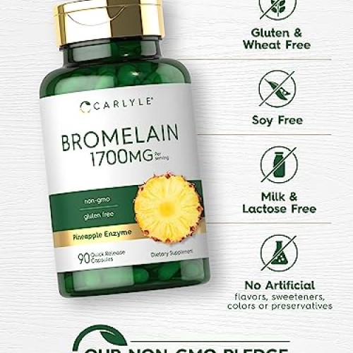 Carlyle Bromelain 1700 mg | 90 Capsules | Pineapple Enzyme Supple...