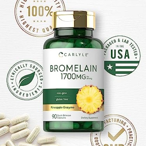 Carlyle Bromelain 1700 mg | 90 Capsules | Pineapple Enzyme Supple...