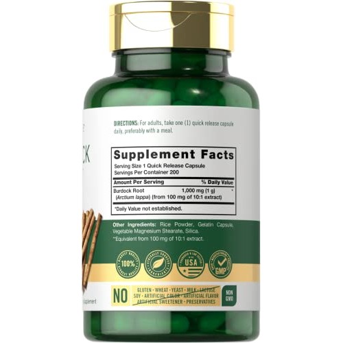 Carlyle Burdock Root | 1000 mg | 200 Capsules | Non-GMO and Glute...