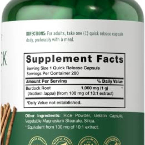 Carlyle Burdock Root | 1000 mg | 200 Capsules | Non-GMO and Glute...