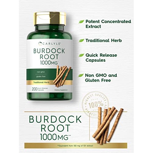 Carlyle Burdock Root | 1000 mg | 200 Capsules | Non-GMO and Glute...