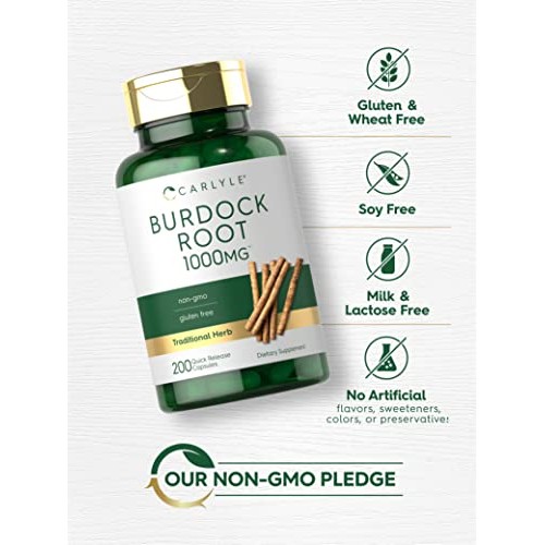 Carlyle Burdock Root | 1000 mg | 200 Capsules | Non-GMO and Glute...