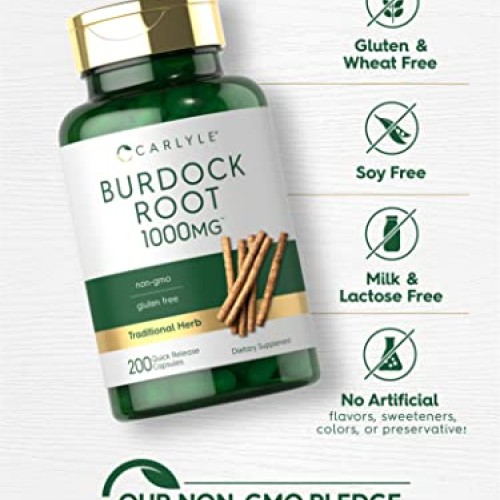 Carlyle Burdock Root | 1000 mg | 200 Capsules | Non-GMO and Glute...