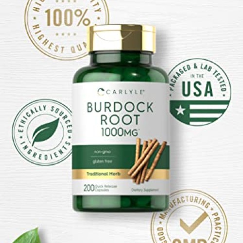 Carlyle Burdock Root | 1000 mg | 200 Capsules | Non-GMO and Glute...