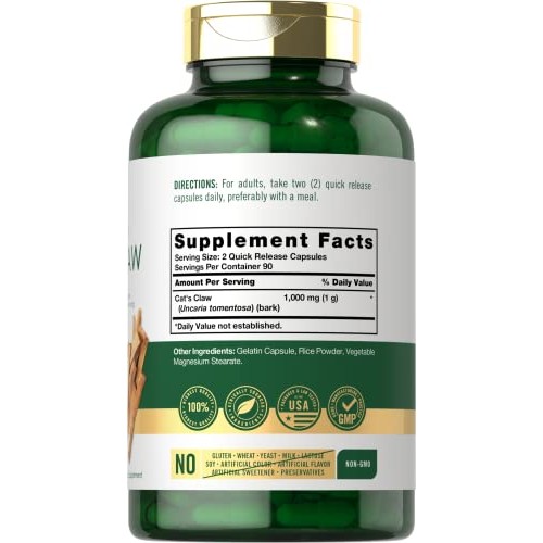 Carlyle Cats Claw Capsules 1000mg | 180 Count | Uncaria Tomentos...