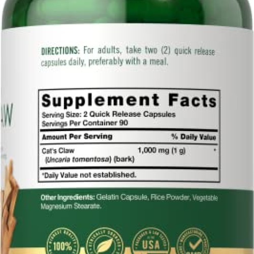 Carlyle Cats Claw Capsules 1000mg | 180 Count | Uncaria Tomentos...