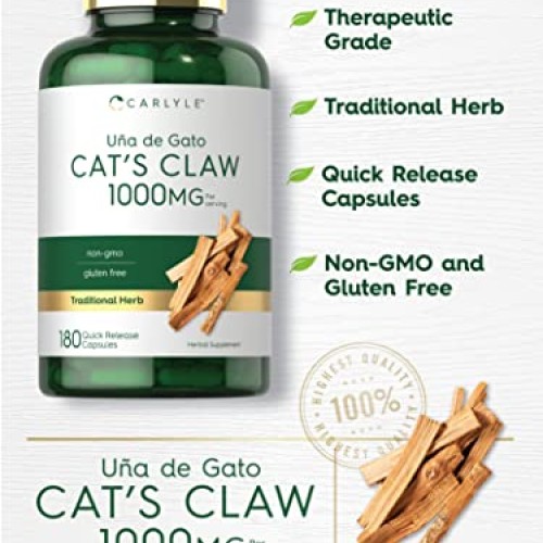 Carlyle Cats Claw Capsules 1000mg | 180 Count | Uncaria Tomentos...