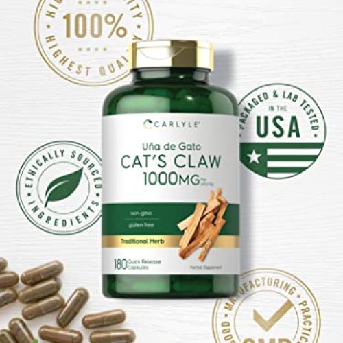 Carlyle Cats Claw Capsules 1000mg | 180 Count | Uncaria Tomentos...