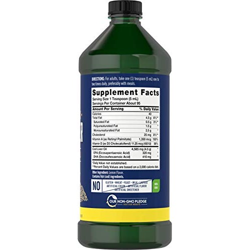 Carlyle Cod Liver Oil Liquid | 16 fl oz | Pack of 3 Bottles | Lem...
