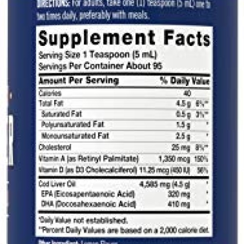 Carlyle Cod Liver Oil Liquid | 16 fl oz | Pack of 3 Bottles | Lem...