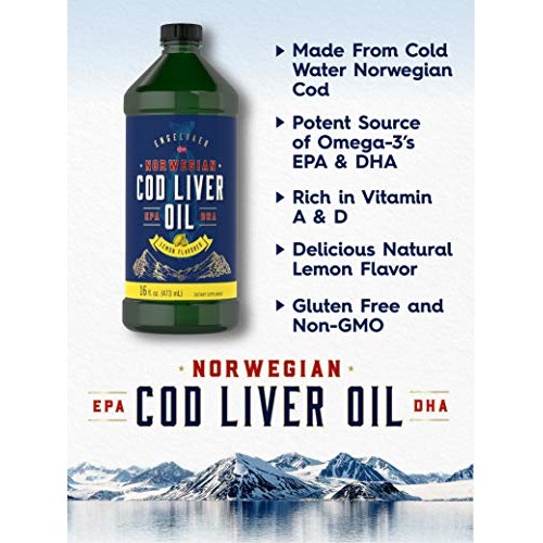 Carlyle Cod Liver Oil Liquid | 16 fl oz | Pack of 3 Bottles | Lem...