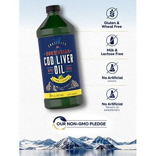 Carlyle Cod Liver Oil Liquid | 16 fl oz | Pack of 3 Bottles | Lem...