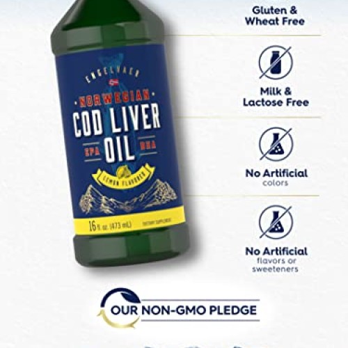 Carlyle Cod Liver Oil Liquid | 16 fl oz | Pack of 3 Bottles | Lem...