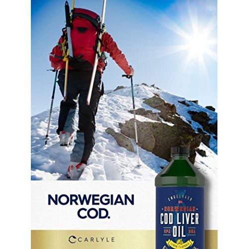 Carlyle Cod Liver Oil Liquid | 16 fl oz | Pack of 3 Bottles | Lem...