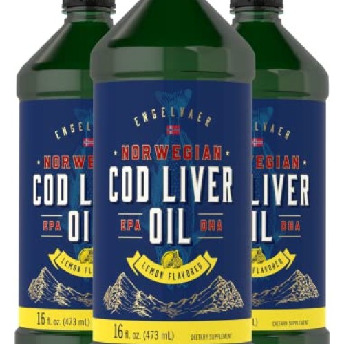 Carlyle Cod Liver Oil Liquid | 16 fl oz | Pack of 3 Bottles | Lem...