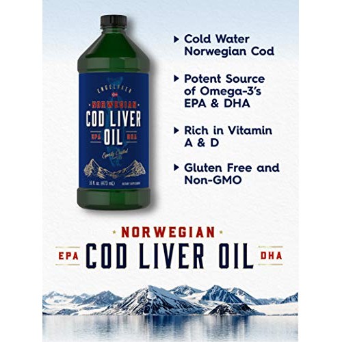 Carlyle Cod Liver Oil Norwegian | 16 fl oz Liquid | Pack of 3 Bot...