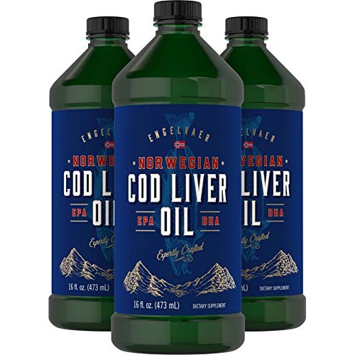 Carlyle Cod Liver Oil Norwegian | 16 fl oz Liquid | Pack of 3 Bot...