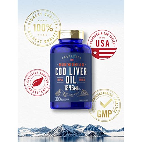 Carlyle Cod Liver Oil Softgels | 1245mg | 300 Count | Norwegian |...