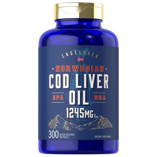 Carlyle Cod Liver Oil Softgels | 1245mg | 300 Count | Norwegian |...