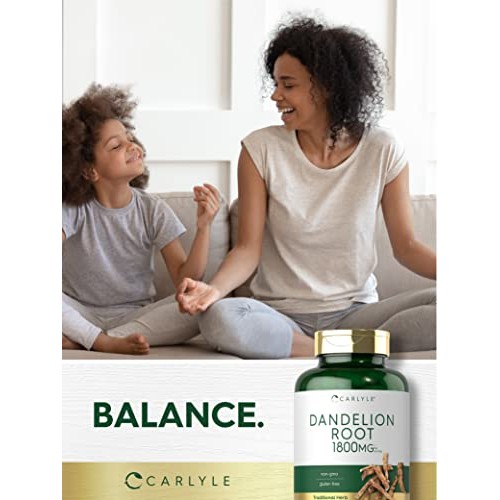 Carlyle Dandelion Root Capsules 1800mg | 300 Count | Non-GMO, Glu...