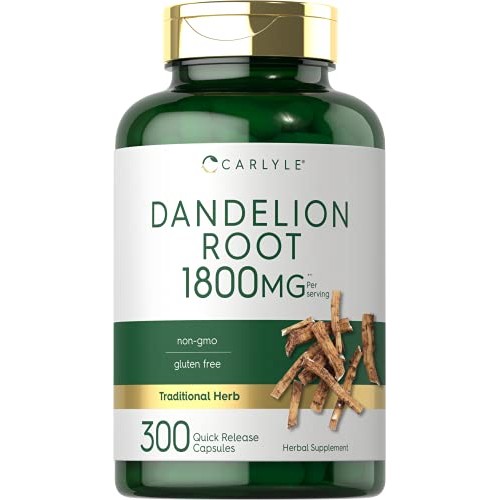 Carlyle Dandelion Root Capsules 1800mg | 300 Count | Non-GMO, Glu...