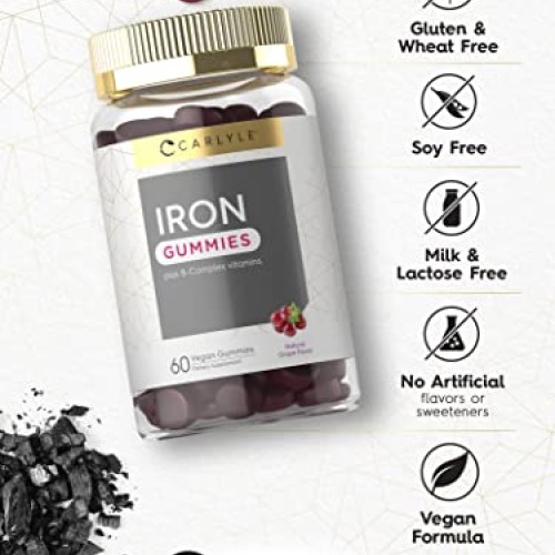 Carlyle Iron Gummies | Plus B-Complex Vitamins | 60 Vegan Gummies...