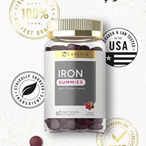 Carlyle Iron Gummies | Plus B-Complex Vitamins | 60 Vegan Gummies...